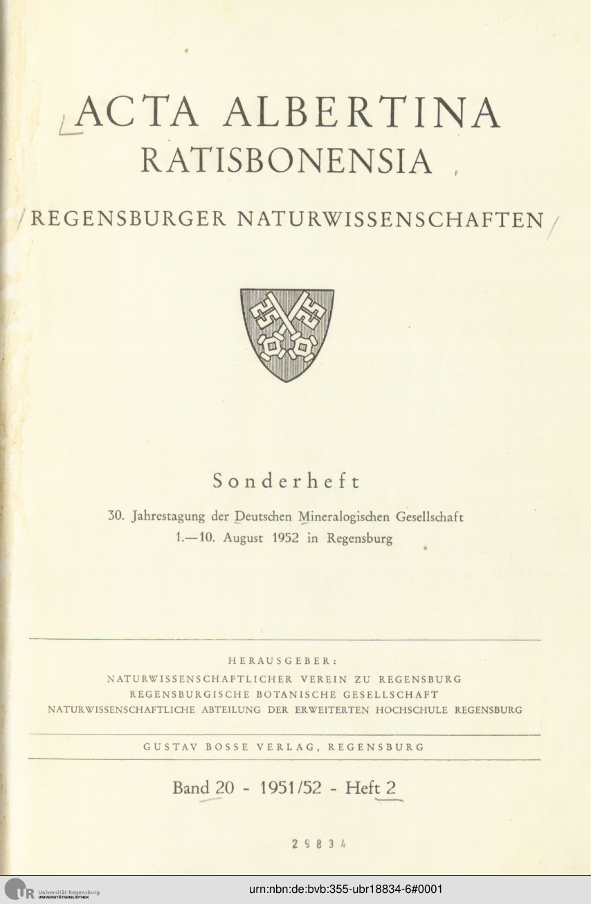 					Ansehen Bd. 20 Nr. 2 (1952): Acta Albertina Ratisbonensia
				