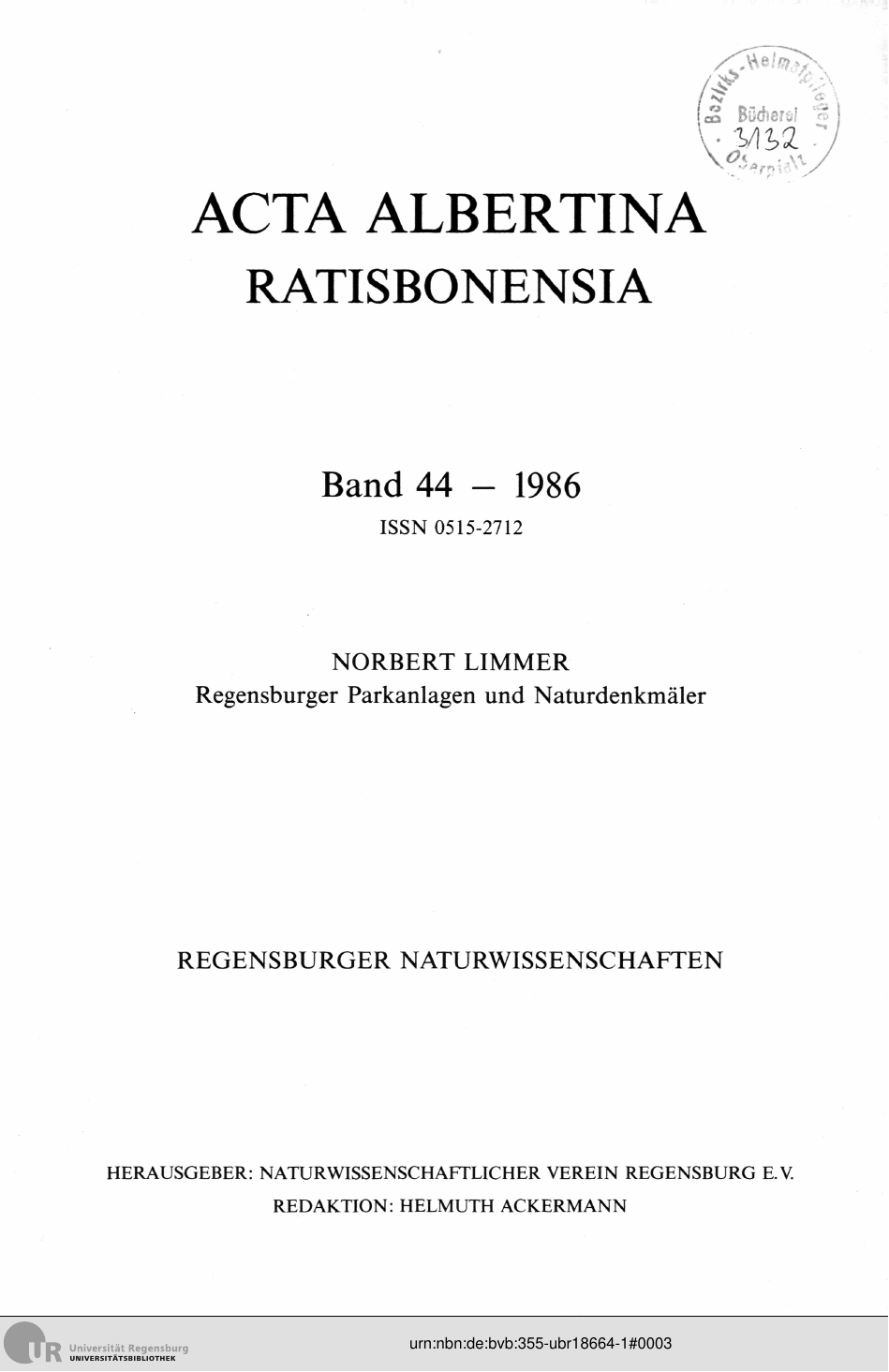 					Ansehen Bd. 44 (1986): Acta Albertina Ratisbonensia
				